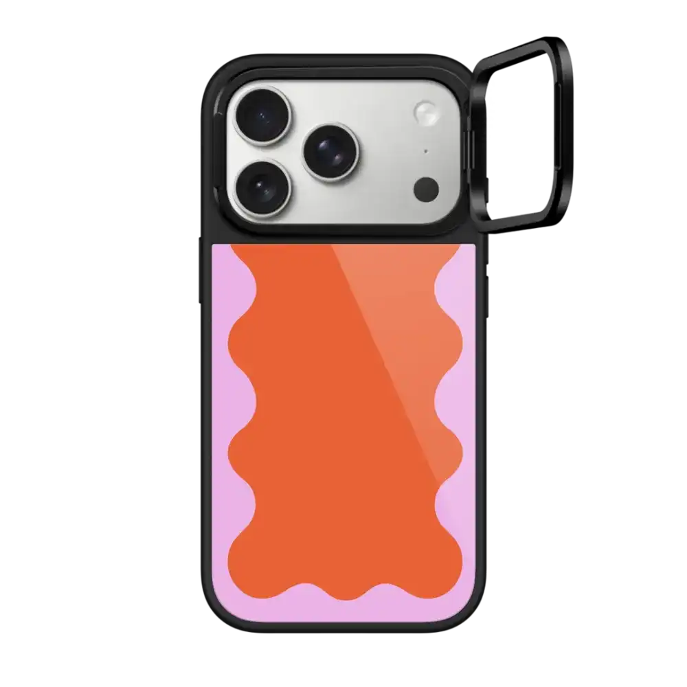 Pink Wavy Border on Orange