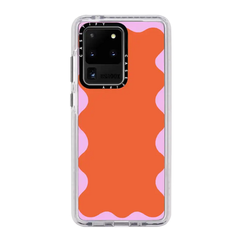 Pink Wavy Border on Orange