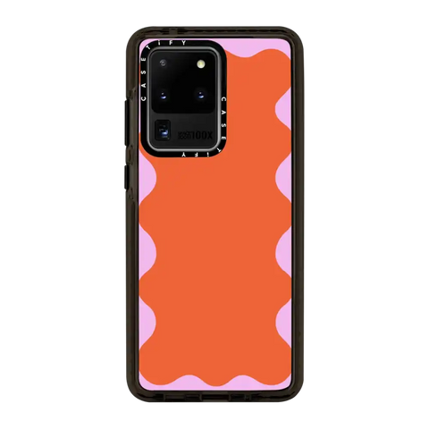Pink Wavy Border on Orange