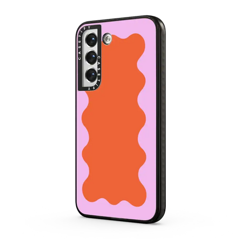 Pink Wavy Border on Orange