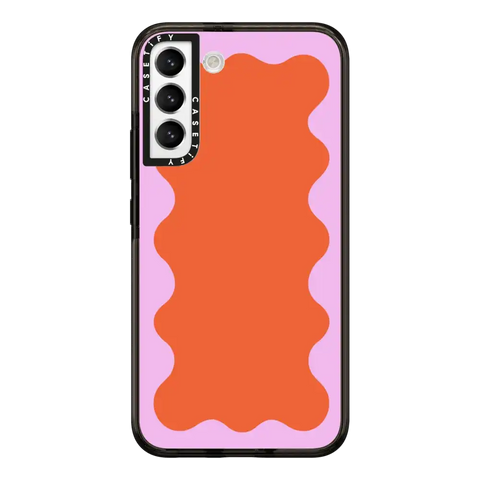 Pink Wavy Border on Orange