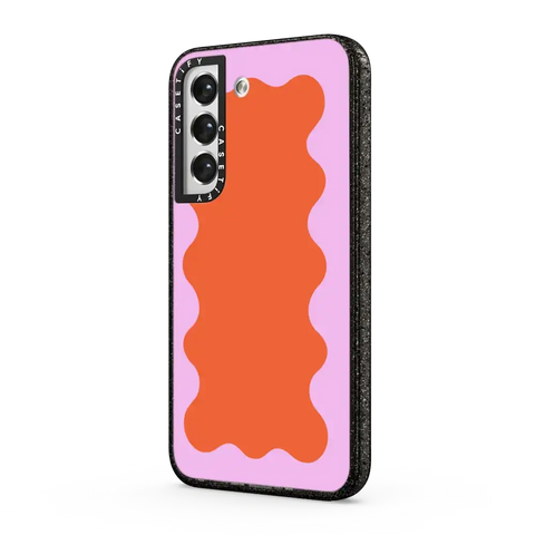 Pink Wavy Border on Orange