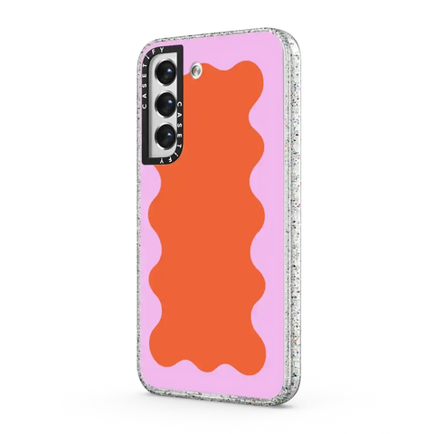 Pink Wavy Border on Orange