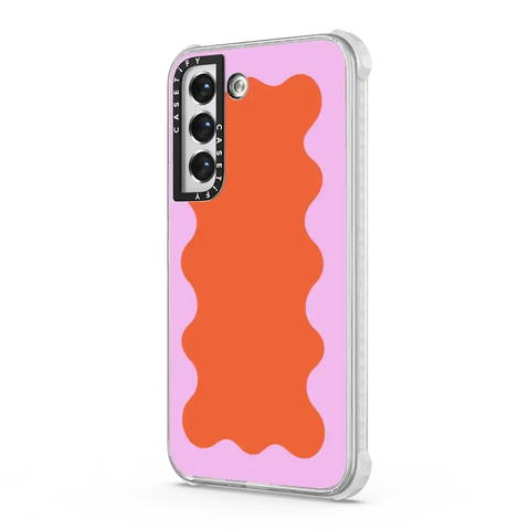 Pink Wavy Border on Orange