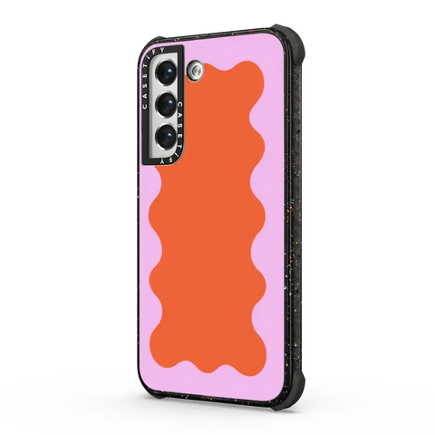 Pink Wavy Border on Orange