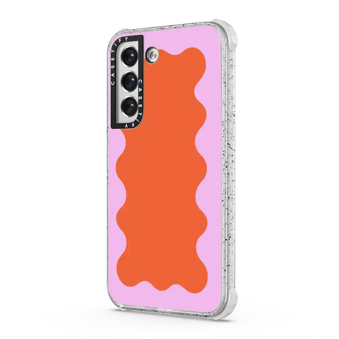 Pink Wavy Border on Orange