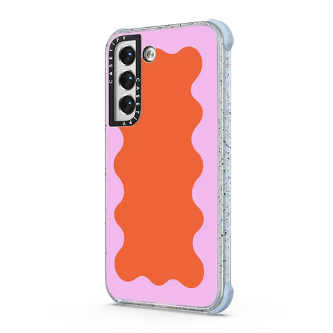 Pink Wavy Border on Orange