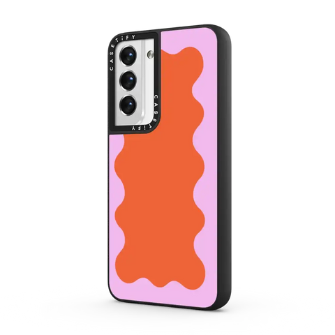 Pink Wavy Border on Orange