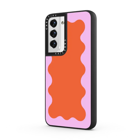 Pink Wavy Border on Orange