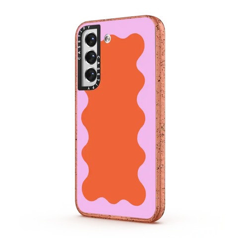 Pink Wavy Border on Orange