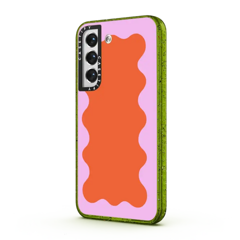 Pink Wavy Border on Orange
