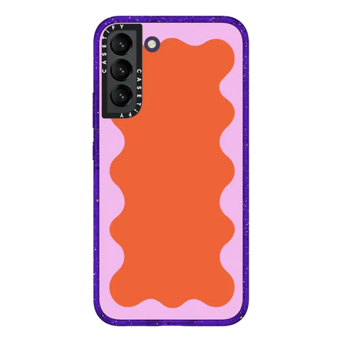 Pink Wavy Border on Orange