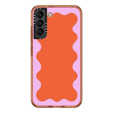 Pink Wavy Border on Orange