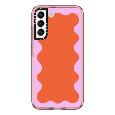 Pink Wavy Border on Orange