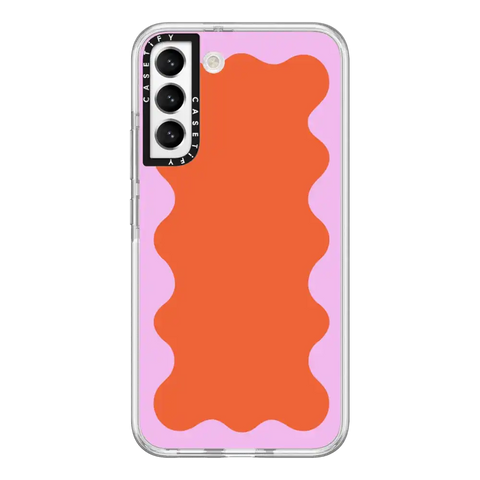Pink Wavy Border on Orange