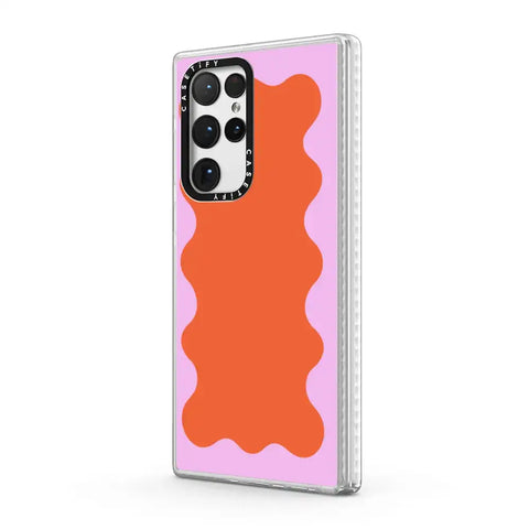 Pink Wavy Border on Orange