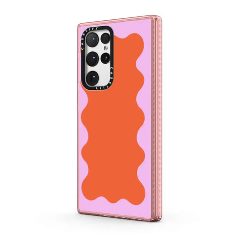 Pink Wavy Border on Orange