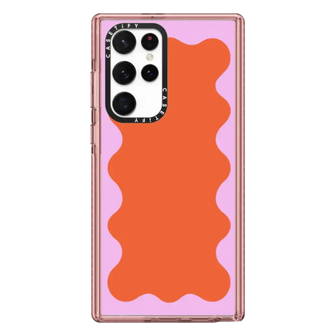 Pink Wavy Border on Orange