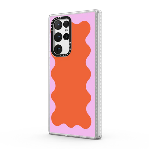 Pink Wavy Border on Orange