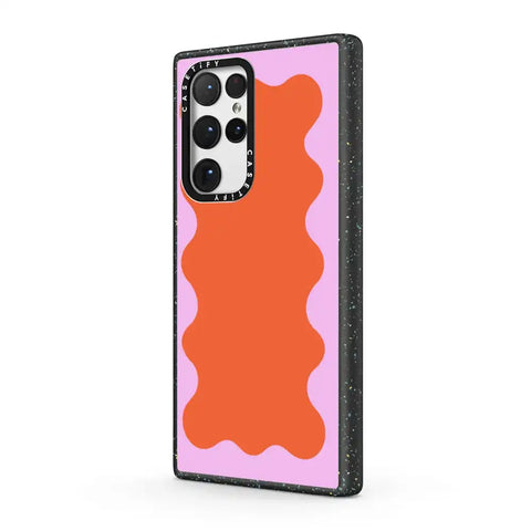 Pink Wavy Border on Orange