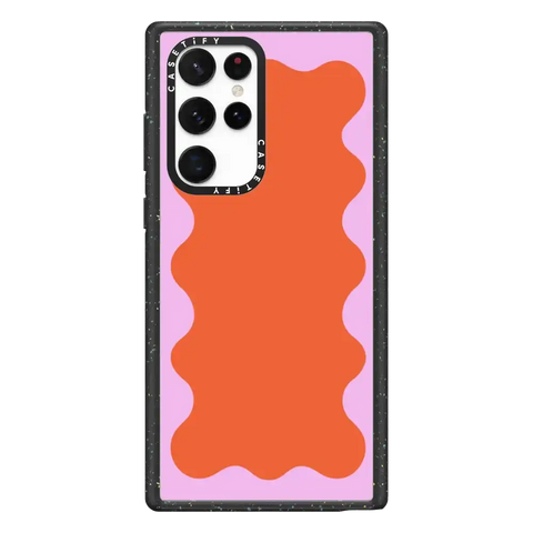 Pink Wavy Border on Orange