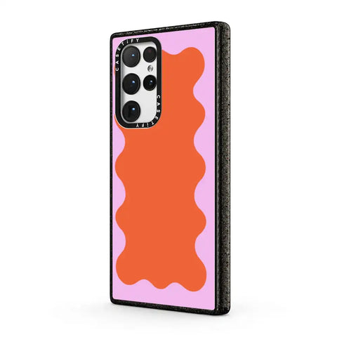 Pink Wavy Border on Orange