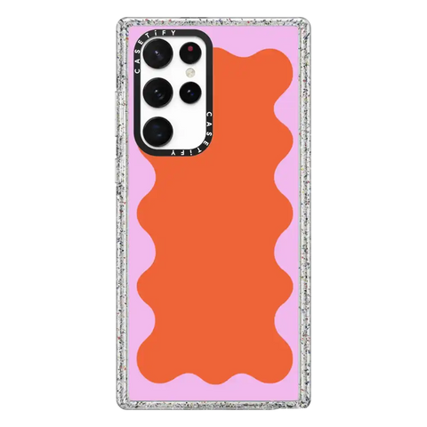 Pink Wavy Border on Orange