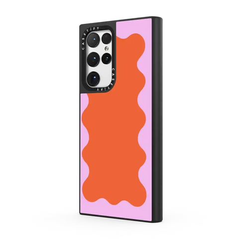 Pink Wavy Border on Orange