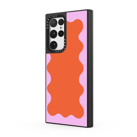 Pink Wavy Border on Orange