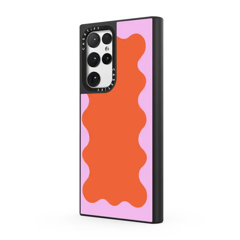 Pink Wavy Border on Orange