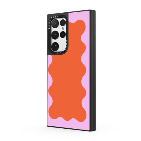 Pink Wavy Border on Orange