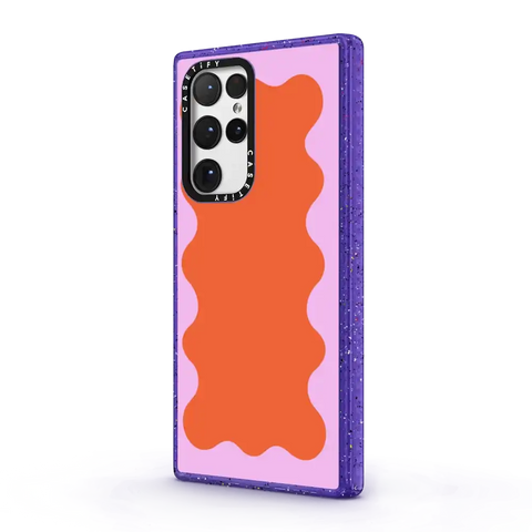Pink Wavy Border on Orange