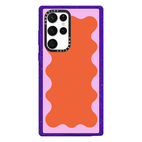 Pink Wavy Border on Orange