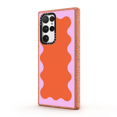 Pink Wavy Border on Orange