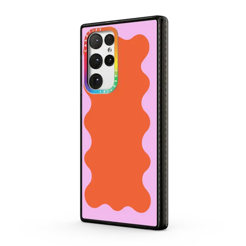 Pink Wavy Border on Orange