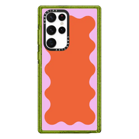 Pink Wavy Border on Orange