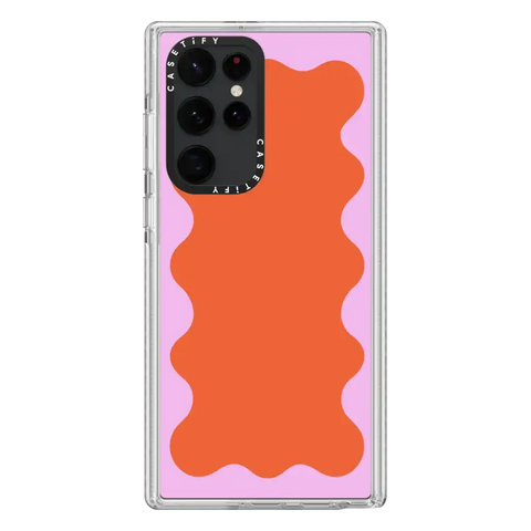 Pink Wavy Border on Orange