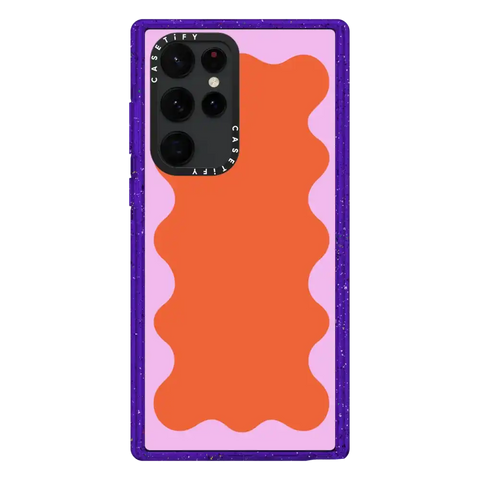 Pink Wavy Border on Orange