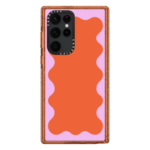 Pink Wavy Border on Orange