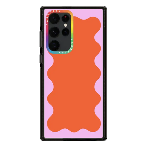 Pink Wavy Border on Orange