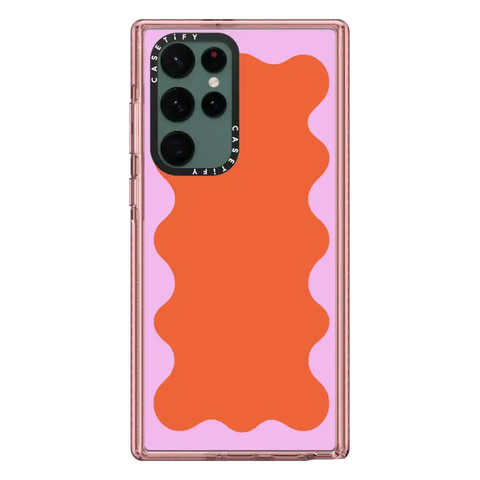 Pink Wavy Border on Orange