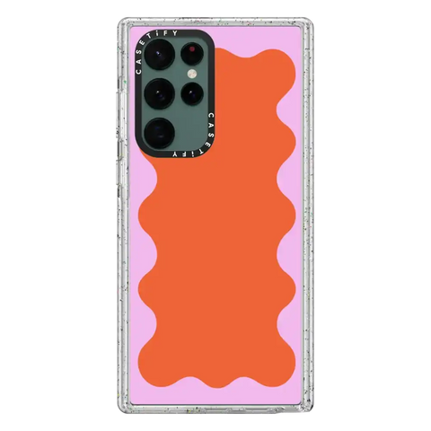 Pink Wavy Border on Orange