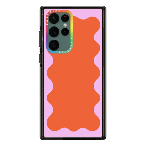 Pink Wavy Border on Orange
