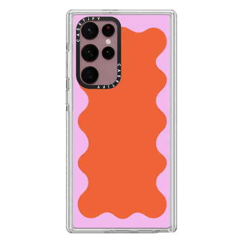 Pink Wavy Border on Orange