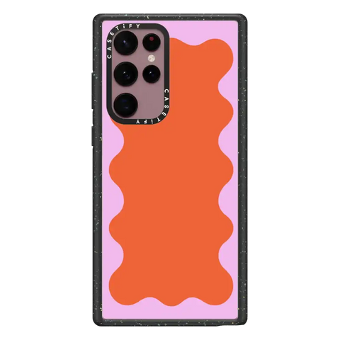 Pink Wavy Border on Orange