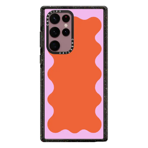 Pink Wavy Border on Orange