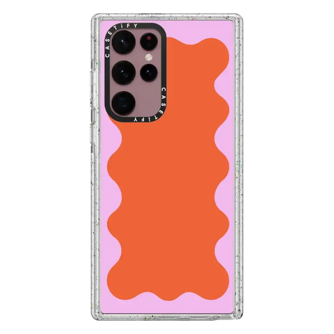 Pink Wavy Border on Orange
