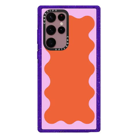 Pink Wavy Border on Orange