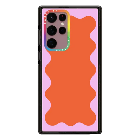 Pink Wavy Border on Orange