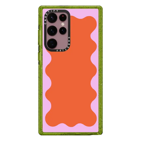 Pink Wavy Border on Orange